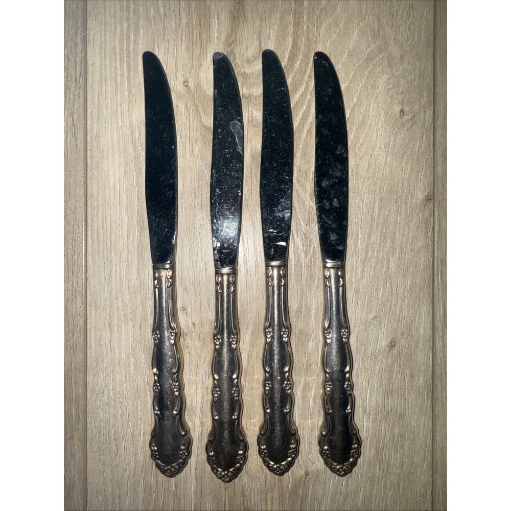 Oneida 1881 Rogers FLIRTATION 4 Modern Hollow Dinner Knives 9-1/8" 1959